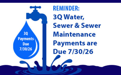3Q Water & Sewer Utilities Due 7/30